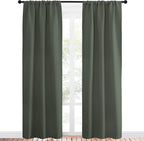 NICETOWN Bedroom Curtains Blackout Draperies - All Season Thermal Insulated Solid Rod Pocket Top Blackout Curtains/Drapes for Kid's Room (Dark Mallard, 1 Pair, 34 x 84 Inch)