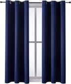 ChrisDowa Grommet Blackout Curtains for Bedroom and Living Room - 2 Panels Set Thermal Insulated Room Darkening Curtains (Navy Blue, 42W x 63L)