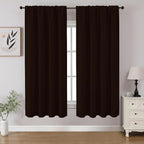 CUCRAF Blackout Curtains 54 inch Length 2 Panels Set, Rod Pocket Room Darkening Drapes for Bedroom Living Room, Insulated Thermal Light Blocking Window Curtain (W52 x L54 Inch, Chocolate)