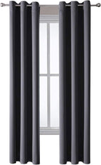 ChrisDowa Grommet Blackout Curtains for Bedroom and Living Room - 2 Panels Set Thermal Insulated Room Darkening Curtains (Dark Grey, 42W x 84L)
