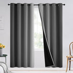 SimpleHome Grey and Greyish White Blackout Curtains for Bedroom 72 Inches Long, Room Darkening Grommet Curtains for Living Room,Thermal Insulated Ombre Drapes,2 Panels, 52x72 inches Length