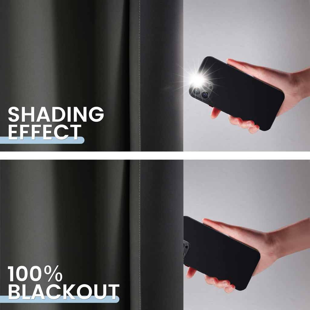SimpleHome 100% Blackout Ombre Bedroom Curtains Black and Greyish White,96L
