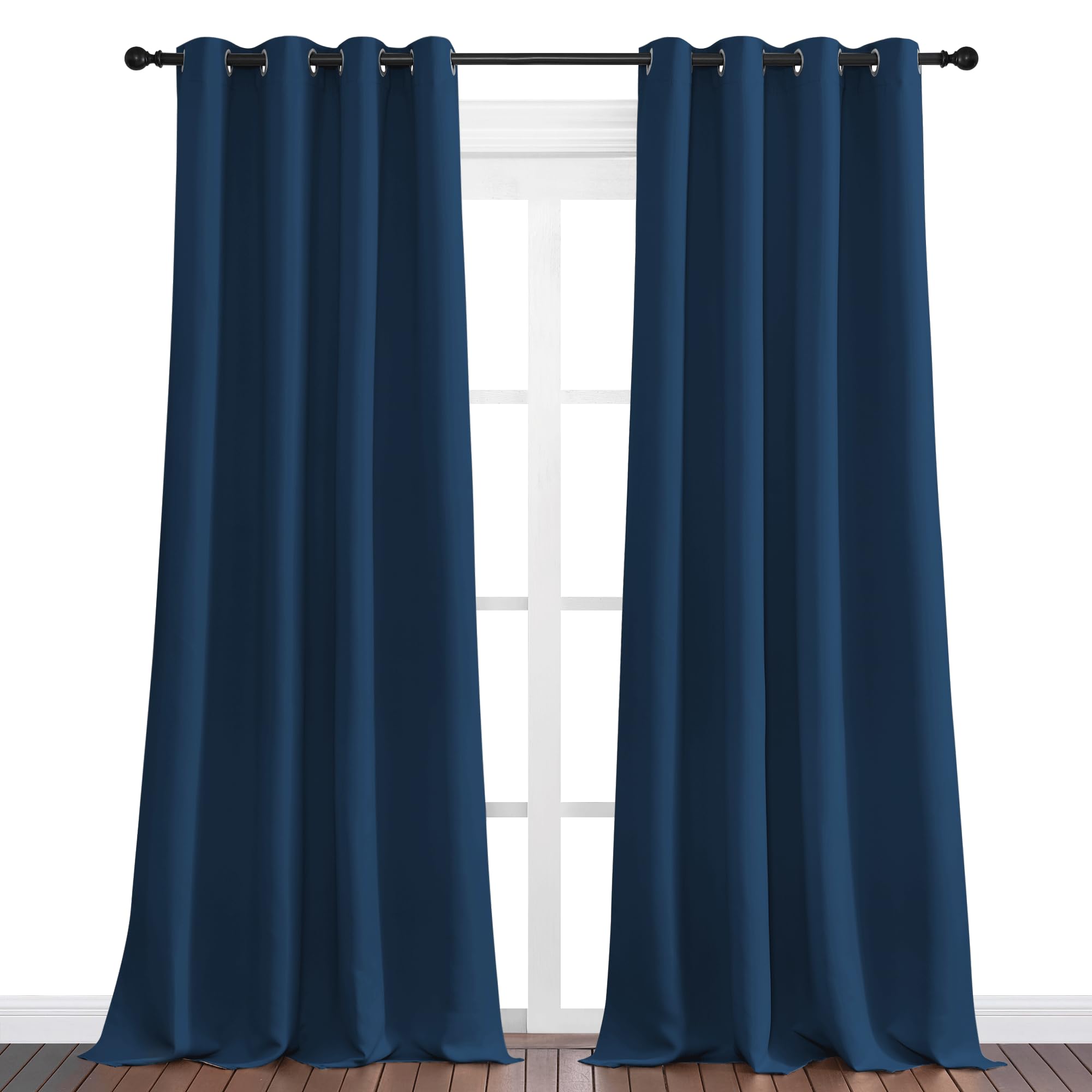 NICETOWN Moroccan Blue Blackout Curtains 102" Long for Office, 55" Wide, 2 Pieces, Dining Room, Guest Room, Sound Reducing Heat and Cold Block Curtain Panels for Modern Room Decorative