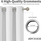 Joydeco Blackout Curtains 90 Inches Long 2 Panels Set, Thermal Insulated Long Curtains& Drapes 2 Burg, Room Darkening Drapes for Bedroom Living Room (Greyish White, W37 x L90 Inch)