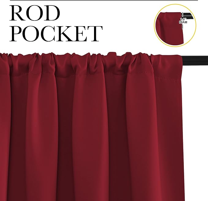 NICETOWN Room Darkening Curtains for Bedroom, Burgundy Red, Set of 2 Panels, 62 x 84 Inch, Triple Weave Home Decoration Thermal Insulated Solid Drapes for Patio Door