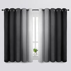 SimpleHome Ombre Room Darkening Curtains for Bedroom, Gradient Black to Grey White Light Blocking Thermal Insulated Grommet Window Curtain/Drapes for Living Room,2 Panels, 70x63 inches Length