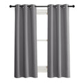 NICETOWN 100% Blackout Short Curtains with Black Liners, 2 Panels, 37" W by 50" L, Grey, Solid Thermal Insulated Full Blackout 2-Layer Lined Drapes, Energy Efficiency Window Draperies for Bedroom