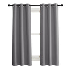 NICETOWN 100% Blackout Short Curtains with Black Liners, 2 Panels, 37" W by 50" L, Grey, Solid Thermal Insulated Full Blackout 2-Layer Lined Drapes, Energy Efficiency Window Draperies for Bedroom
