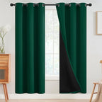 SimpleHome 100% Blackout Curtains for Bedroom,Thermal Insulated Dark Green Grommet Window Drapes Room Darkening Curtains for Living Room with Black Back,42 x 72 Inch,2 Panels