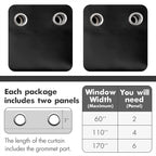 MIULEE Black Blackout Bedroom Curtains Drapes 96 Inch Long 52"x96"