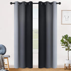 SimpleHome Ombre Room Darkening Curtains for Bedroom, Gradient Black to Grey White Light Blocking Thermal Insulated Grommet Window Curtain/Drapes for Living Room,2 Panels, 42x84 inches Length