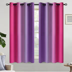 Yakamok Ombre Purple and Pink Curtains for Bedroom, Gradient Room Darkening Curtains 63 inches long,Grommet Thermal Insulated Light Blocking Window Drapes/Curtain for Living Room,52 x 63 Inch,2 Panels