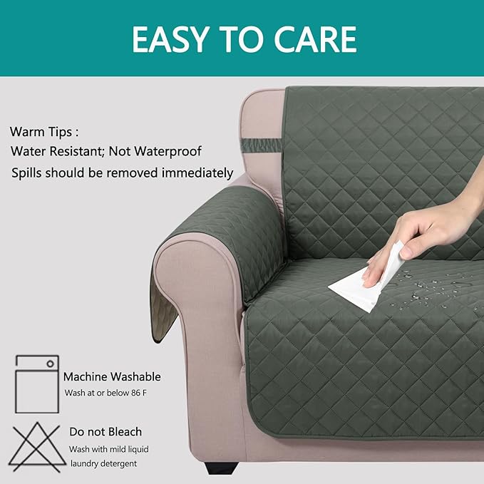 U-NICE HOME Reversible Sofa Cover Couch Cover for Dogs, Grey/Beige
