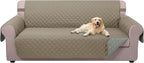 U-NICE HOME Reversible Sofa Cover Couch Cover for Dogs with Elastic Straps Water Resistant Furniture Protector for Pets Couch Cover for 3 Cushion Couch (Sofa, Khaki/Light Grey)