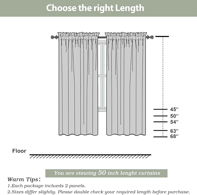 OWENIE Sheer Curtains, Ivory Sheer Curtains 50 Inch Length 2 Panels Set, Rod Pocket Voile Fimly Sheer Drapes for Living Room Bedroom, 2pcs, Ivory, Each 42" W x 50" L