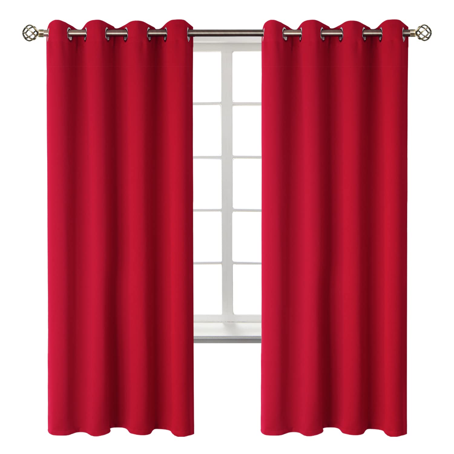 BGment Red Blackout Curtains for Bedroom 72 Inch Long - 2 Panels