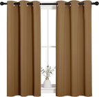 NICETOWN Sleek Blackout Curtains 45 inches Length for Small Windows, Noise Reducing and Block Draft Panels for Door Doorway Laundry Office Luxury Decor Theme (2 Panels, Gold Brown, W34 x L45 -Inch)