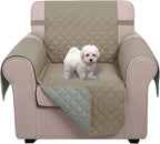 U-NICE HOME Recliner Chair Covers Reversible Chair Cover Pet Covers for Dogs with Elastic Straps Water Resistant Diamond Quilted (23''Armchair, Khaki/Light Grey)