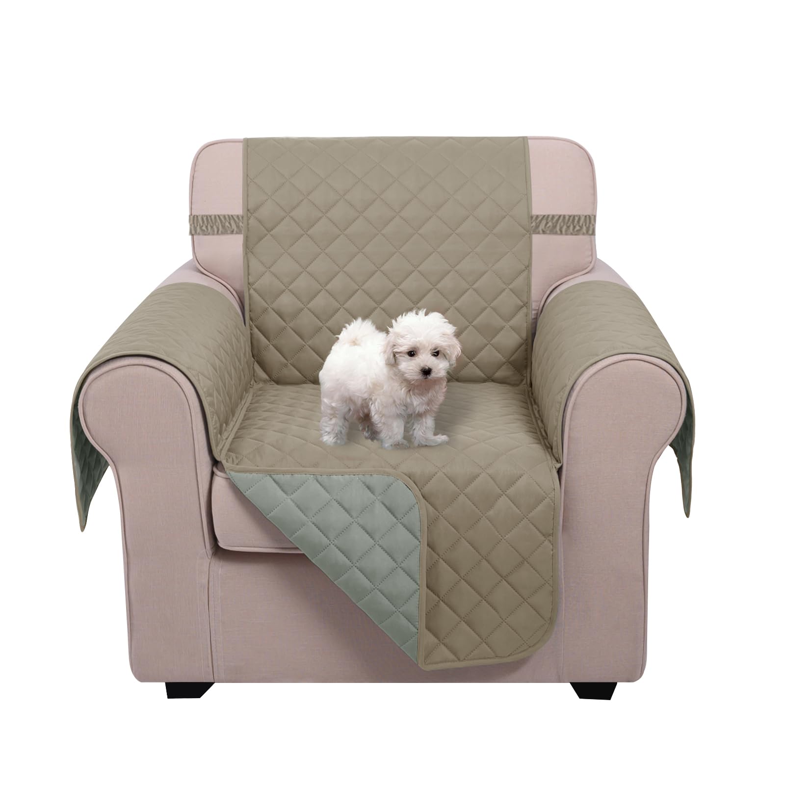 U-NICE HOME Reversible Oversized 28''Chair Covers, Khaki/Light Grey