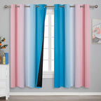 Estelar Textiler Ombre Pink and Blue Blackout Curtains 72 Inch Length 2 Panels, Full Light Blocking Curtains for Bedroom, Grommet Thermal Insulated Gradient Drapes for Living Room, 52x72 Inch