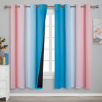 Estelar Textiler Pink and Blue Ombre Curtains for Bedroom 72 Inch Long