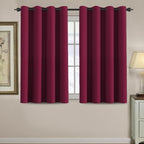H.VERSAILTEX Blackout Curtains for Christmas Small Window Kitchen Blackout Curtains 45 inch Length Energy Saving Solid Grommet Blackout Drape, One Panel, Burgundy Red, 52" W x 45" L