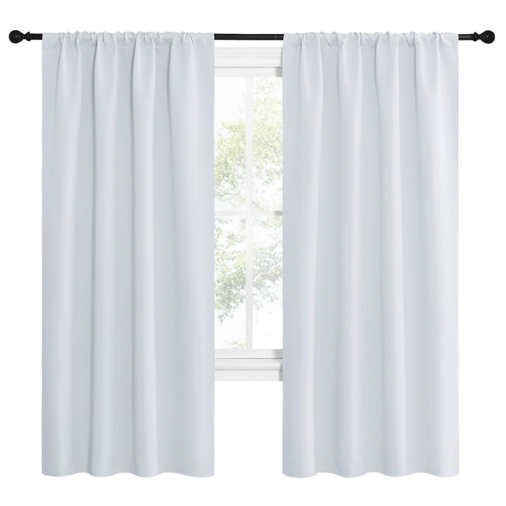 NICETOWN Kitchen Room Darkening Curtains - Window Treatment Thermal Insulated Rod Pocket Room Darkening Curtains/Drapes for Bedroom (2 Panels, 42 by 72, Greyish White)