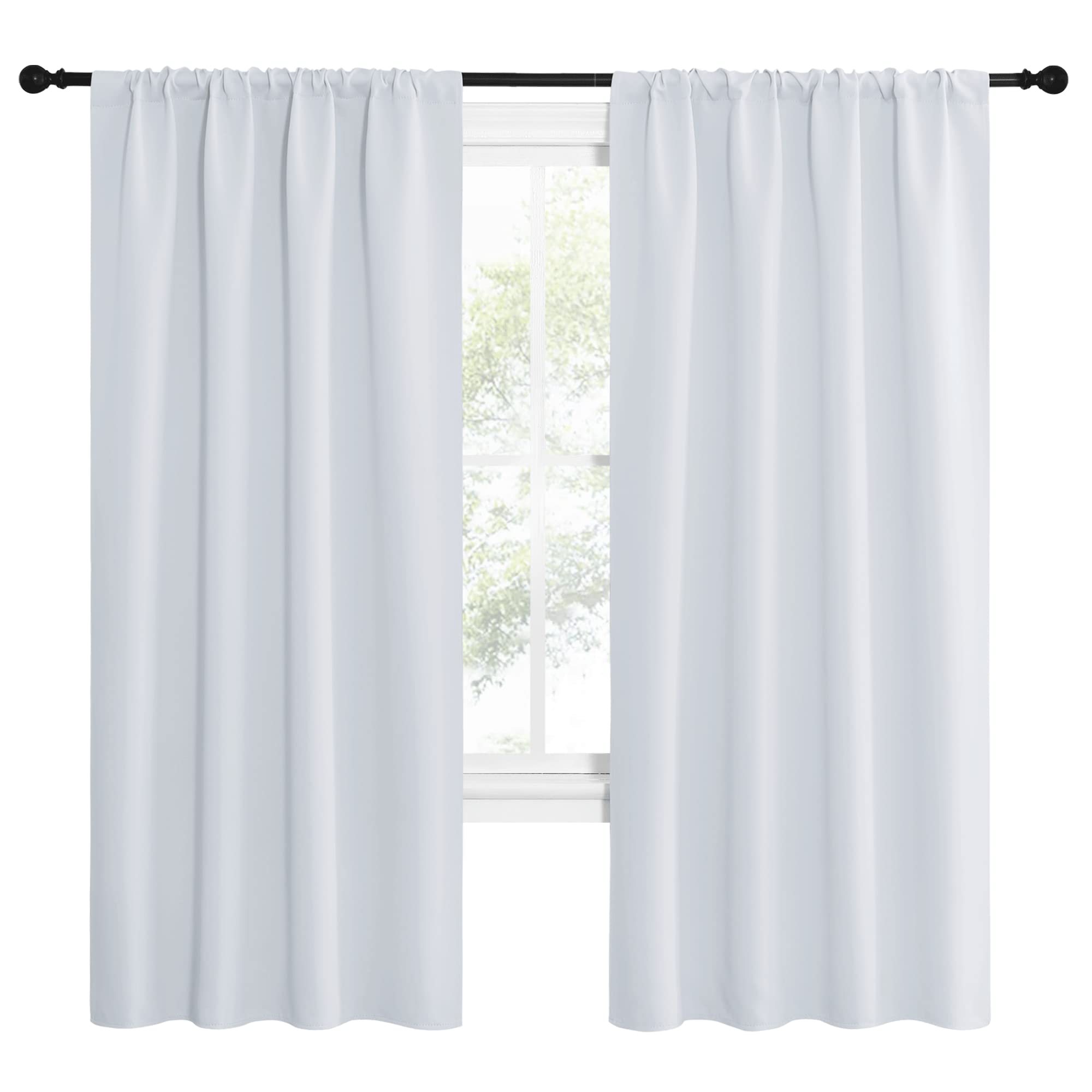 NICETOWN Kitchen Room Darkening Curtains - Window Treatment Thermal Insulated Rod Pocket Room Darkening Curtains/Drapes for Bedroom (2 Panels, 42 by 72, Greyish White)