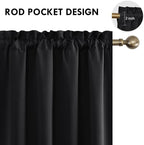 DWCN Blackout Curtains Room Darkening Thermal Insulated Bedroom Curtains Window Curtain Panels, 52 x 45 inches Long, Set of 2 Black Rod Pocket Drapes