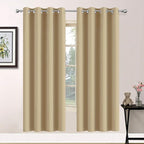 Yakamok Blackout Curtains Room Darkening Thermal Insulated Grommet top Window Curtains for Living Room, 52 x 72Inch, Beige, Set of 2