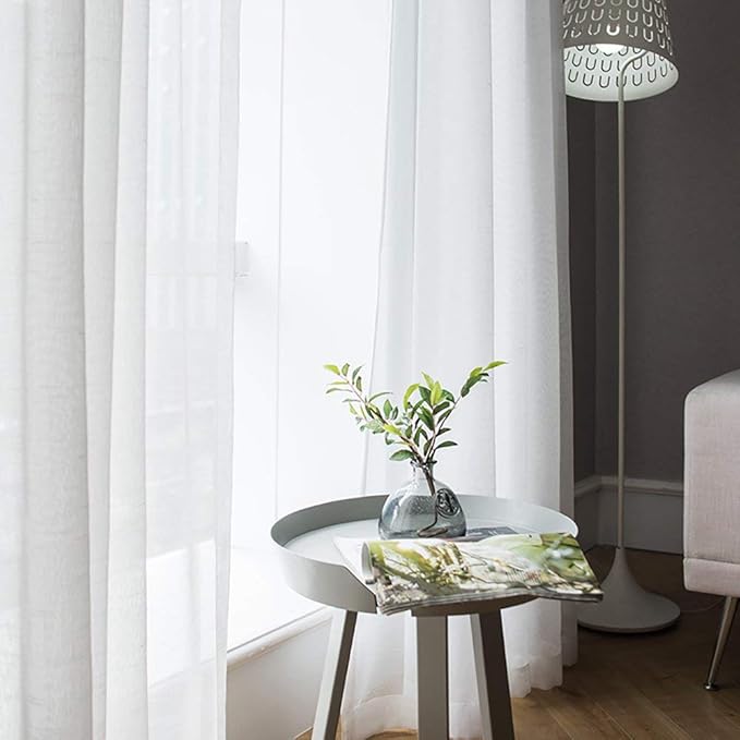 MIULEE White Window Sheer Curtains 2 Panels Width 38 x Length 72 Inches