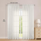 OWENIE Sheer Curtains 84 Inches Long 2 Panels Set, Ivory Sheer Curtain for Living Room Bedroom, Modern Voile Filmy Rod Pocket Curtains & Drapes, 2 Pcs, Each 59 W x 84L Inch, Ivory