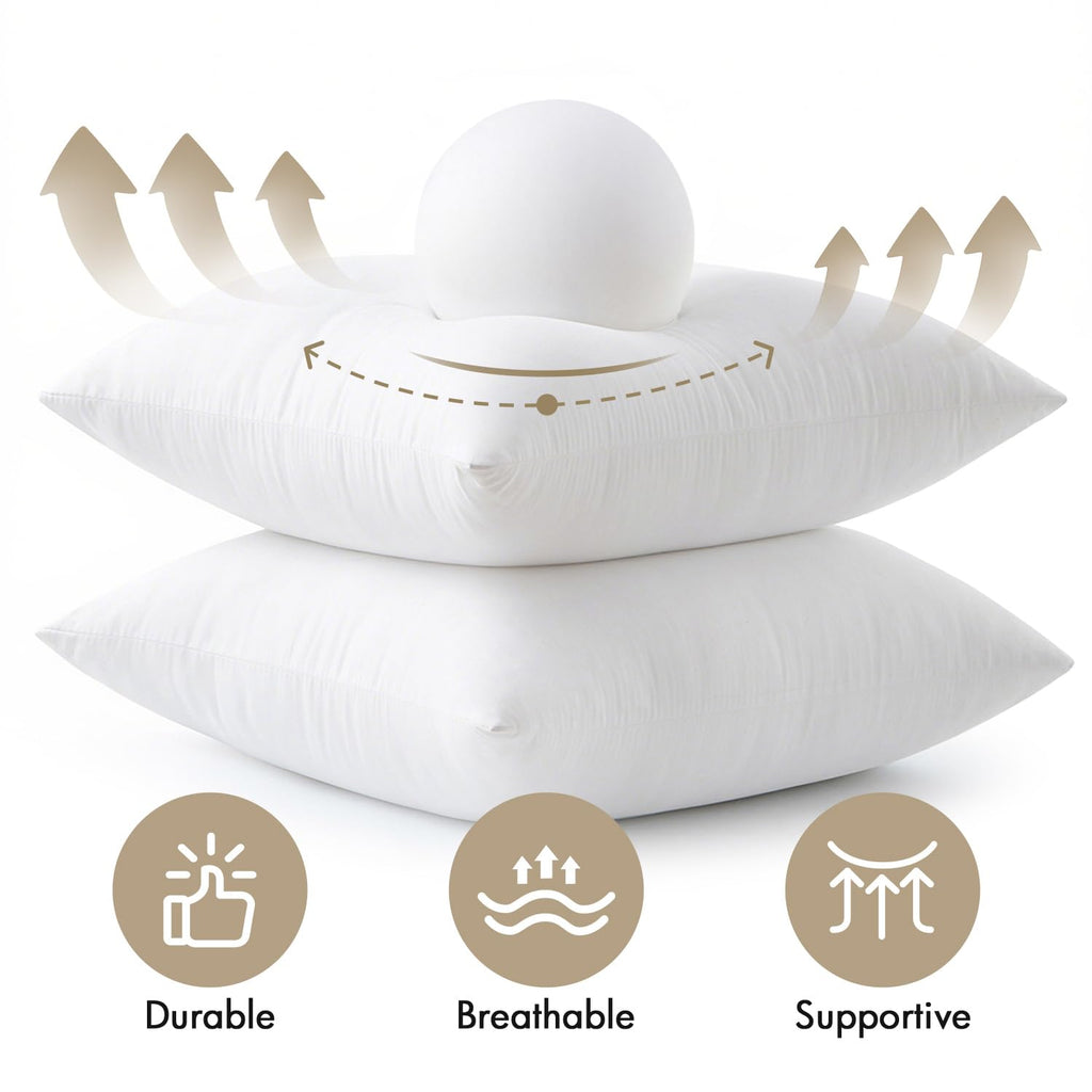 MIULEE 12x12 Pillow Inserts 4 Pack, 100% Virgin Fiber Filling Throw Pillows