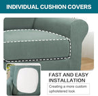 Turquoize 2 Piece Chair Covers Chair Slipcovers for Living Room Armchair Couch Cover Chair Sofa Cover with Individual Cushion Covers Furniture Cover for Chairs Feature Thick Fabric (Chair, Dark Cyan)