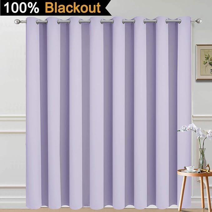 Yakamok Lilac 100% Blackout Patio Door Curtain Panels W100 x L84,1 Panel