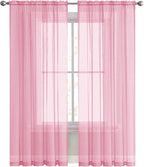 SpaceDresser Sheer Light Pink Curtains 4 Panels Rod Pocket Semi-Sheer Curtain 54 Inches Long Light Filtering Voile Window Drapes for Bedroom Living Room Kitchen, Each 52W x 54L