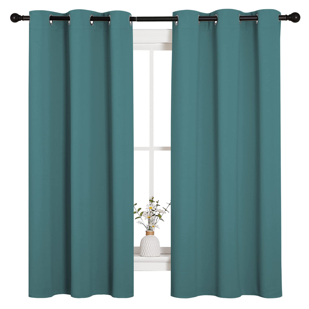 NICETOWN Thermal Insulated Solid Grommet Blackout Curtains/Drapes/Panels for Dining Room (Sea Teal, 1 Pair, 42 by 63-Inch)