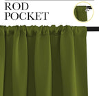 NICETOWN RV Blackout Curtains for Camper Windows, Olive, 34" x 36", Set of 2, Kitchen Curtains, Short Blackout Drapes, Thermal Insulated Rod Pocket Window Treatment Draperies for Nursery