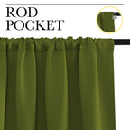 NICETOWN RV Blackout Curtains for Camper Windows, Olive, 34" x 36", Set of 2, Kitchen Curtains, Short Blackout Drapes, Thermal Insulated Rod Pocket Window Treatment Draperies for Nursery
