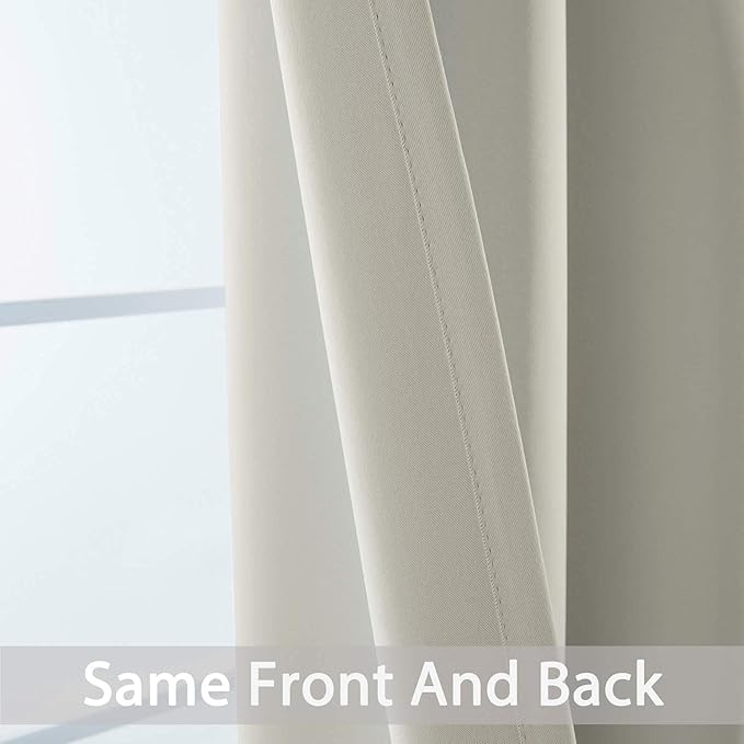 Yakamok Room Darkening Curtains 62x72 inch Length Light Beige-Living Room