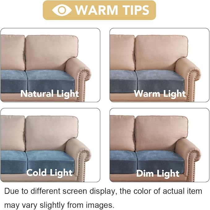 H.VERSAILTEX Velvet Stretch Couch Cushion Cover Plush Cushion Slipcover for Chair Loveseat Sofa Cushion Furniture Protector Seat Cushion Sofa Cover (2 Piece Medium Sofa Cushion Covers, Stone Blue)