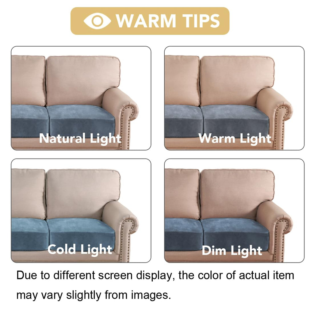 H.VERSAILTEX Velvet Stretch Couch Cushion Cover Plush Cushion Slipcover for Sofa Cushion Furniture Protector Seat Cushion Sofa Cover (3 Piece Sofa Cushion Covers, Stone Blue)