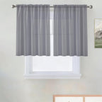 SpaceDresser Basic Rod Pocket Sheer Voile Window Curtain Panels Grey 1 Pair 2 Panels 52 Width 36 Inch Long for Kitchen Bedroom Children Living Room Yard（Grey, 52W x 36L）