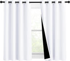 NICETOWN Pure White 100% Blackout Lined Curtains, 2 Thick Layers Completely Blackout Window Treatment Panels Thermal Insulated Drapes for Kitchen (1 Pair, 46" Width x 54" Length Each Panel)