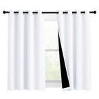 NICETOWN White 100% Blackout Curtains for Windows, Pack of 2, 46" W x 45" L, Super Heavy-Duty Black Lined Total Darkness Drapes for Bedroom, Privacy Assured Window Treatment for Patio