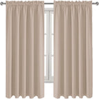 DWCN Blackout Curtains for Living Room Thermal Insulated, Energy Saving & Noise Reducing Bedroom Curtains, Camel, W 60x L 63 Inch, Set of 2 Rod Pocket Curtain Panels