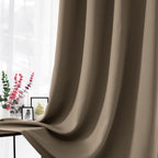 Joydeco Blackout Curtains for Bedroom 90 inch Long 2 Panels, Thermal Insulated Room Darkening Curtains with Grommets, Soft Window Drapes for Living Room (W52 x L90 Inch, Khaki)