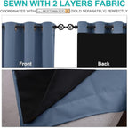 NICETOWN 100% Blackout Curtains 95 inches Long, Pair of Energy Smart & Noise Blocking Out Drapes for Baby Room Window, Thermal Insulated Guest Room Lined Window Dressing (Stone Blue, 70 inches Wide)