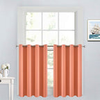 Yakamok 36 Inch Short Blackout Curtains Panels with Grommets, Room Darkening Light Blocking Window Drapes for Kitchen Bathroom,52W x 36L Inches, Coral, 2 Panels