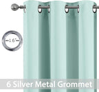 Yakamok Blackout Curtains Room Darkening Thermal Insulated Window Panels,Solid Grommet Top Drapes for Bedroom/Living Room(38Wx90L, Aqua, 2 Panels)